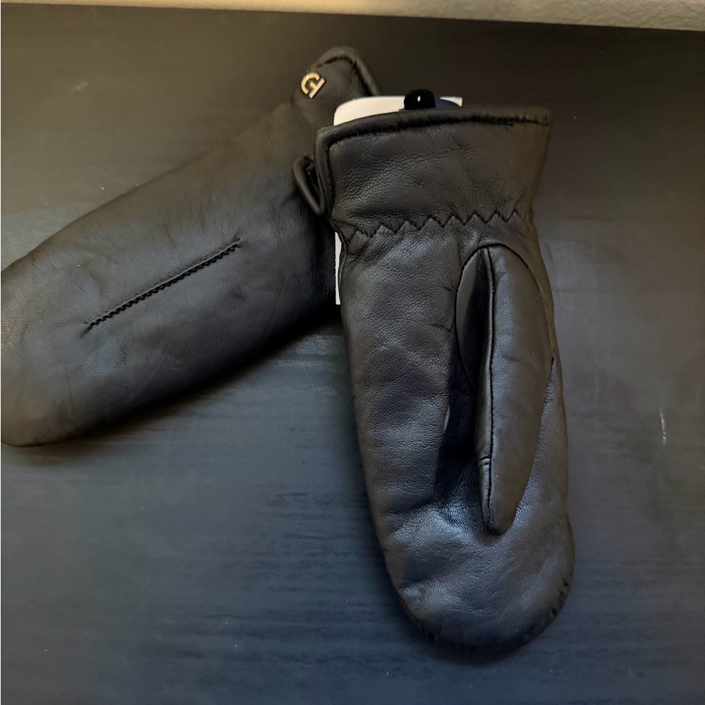 Cole Haan Black Leather Mittens